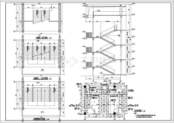 [合肥]某中学五层教学楼建筑cad扩初图-图一