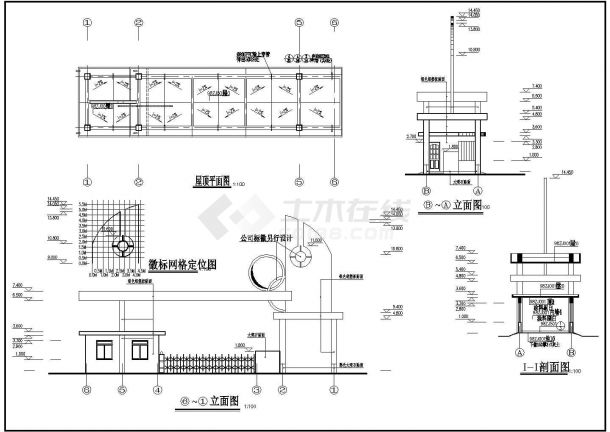 某药业公司大门建筑详细方案设计施工CAD图纸-图二