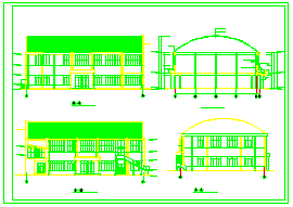 某中学操场与食堂建施cad设计图_图1