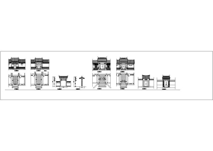 某中式古典大门建筑详细方案设计施工CAD图纸_图1