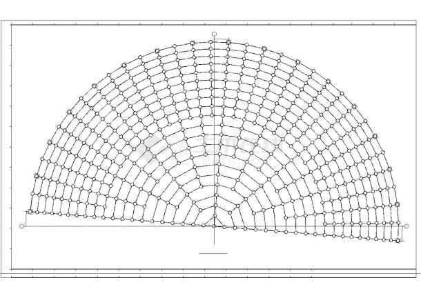 某地大跨度球壳网架设计cad图纸-图一