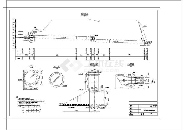 上下游围堰和导流洞断面图CAD详图设计-图一