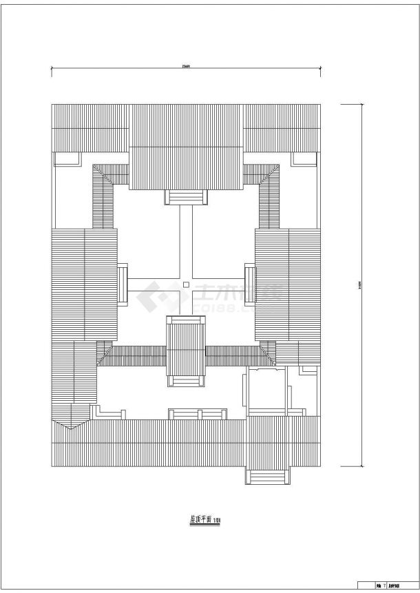 本工程為北京四合院精品古建築cad施工圖,包含:屋頂平面,一層平面圖 1