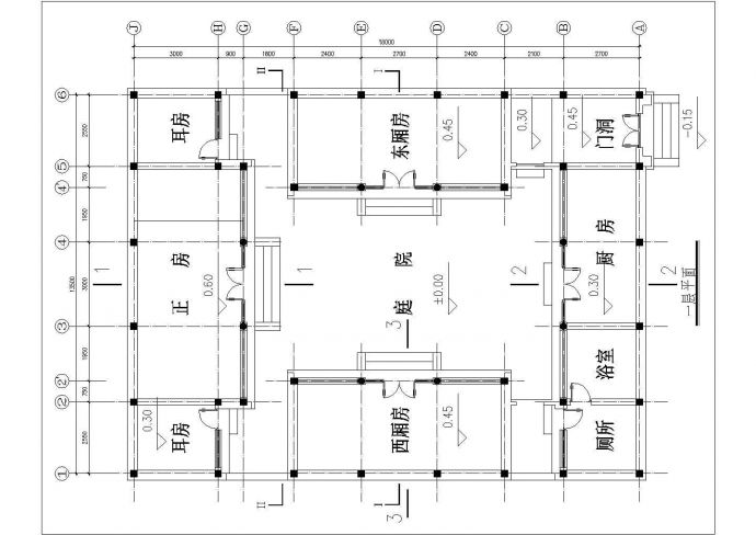 经典四合院建筑设计CAD图纸_图1