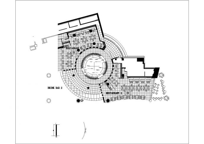 某美食广场施工CAD休息区墙面设计构造完整详图_图1