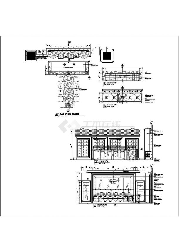 某法式餐厅施工CAD大样节点详细设计图纸-图二