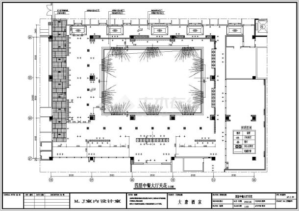 某大唐酒家中餐厅施工CAD设计图纸大厅平天地-图二