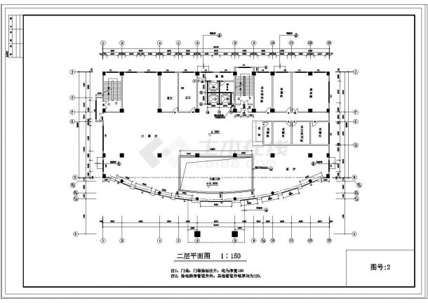 某地九层框架结构酒店建筑设计cad图纸-图二