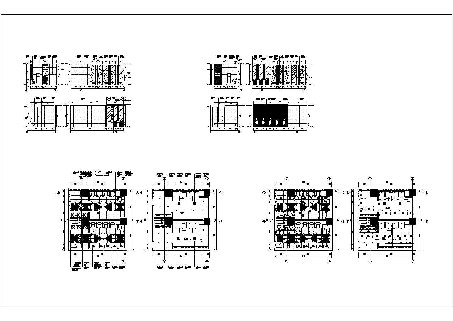 某酒店二层餐厅CAD施工图二层公共卫生间大样节点图纸