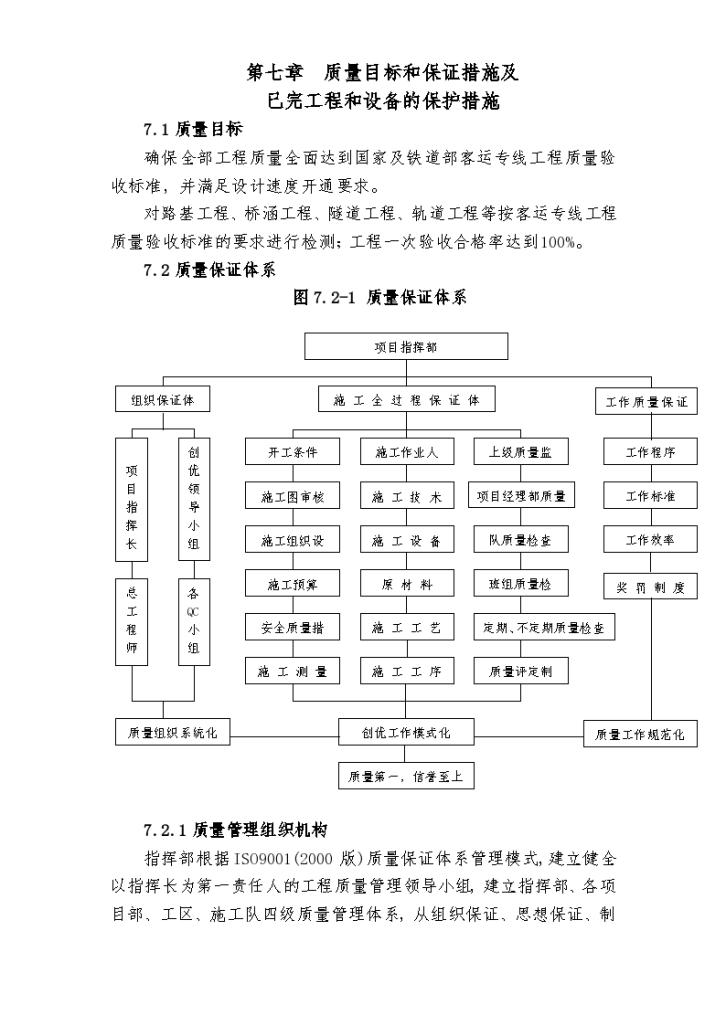 质量目标和保证措施及已完工程和设备的保护措施方案-图一