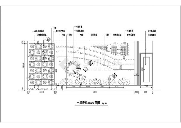 【南京】某商业街1912小酒吧全套装修施工设计cad图纸-图二