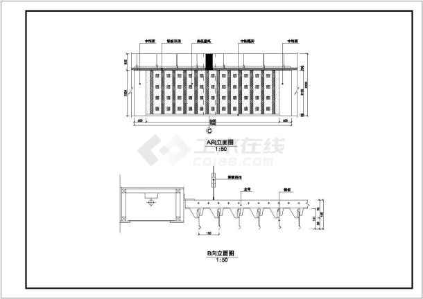 某中式餐厅装修CAD设计构造详细立面图-图一