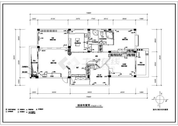 阳光花园小区样板房全套室内装修施工设计cad图(含图纸目录)-图一