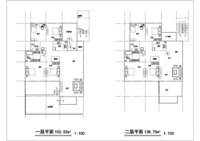 郑州市某小区600平米5层住宅平面户型设计CAD图纸（1梯1户）_图1