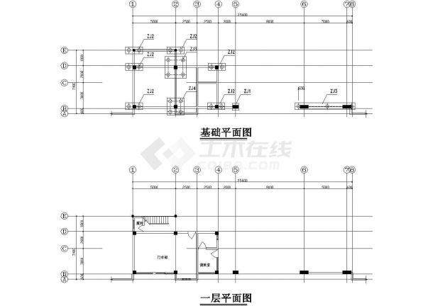 某建筑装修公司图库学校大门全套建筑施工设计cad图(含底层平面图)-图一