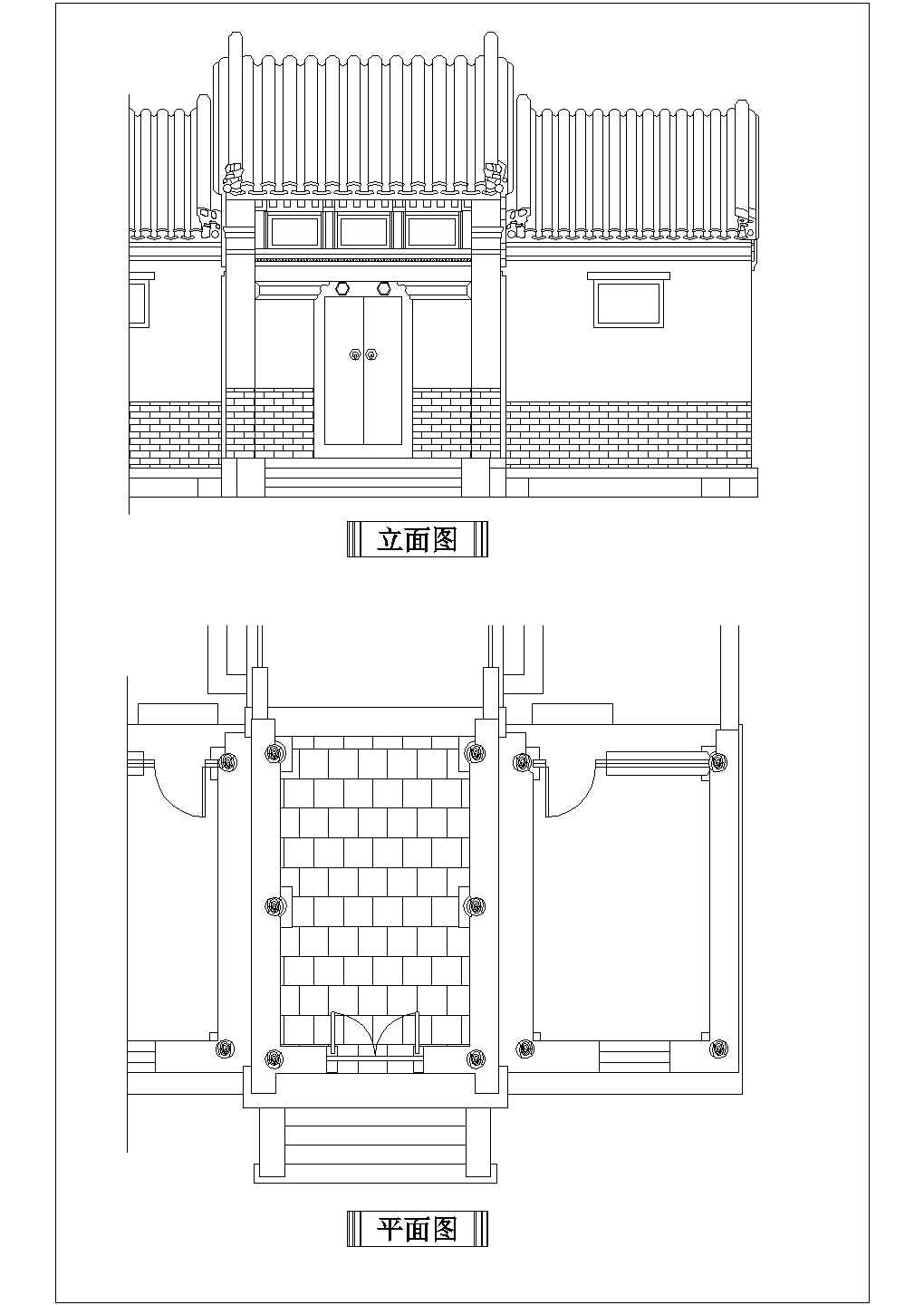 中式风格样板房古典大门全套装修施工设计cad图纸