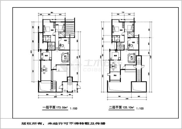 广州某小区625平米5层住宅楼平面设计CAD图纸（1梯1户）-图二