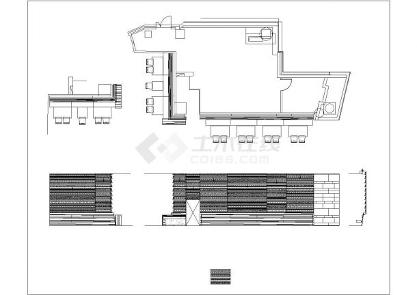 某美食广场施工CAD餐厅设计构造节点详图-图一