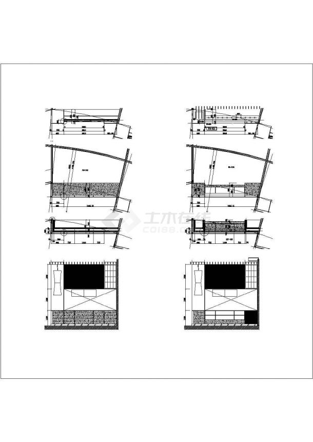 某美食广场施工CAD档口大样完整构造设计详图-图一