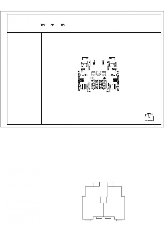 长沙某小区住宅楼总131平米对称小户型设计CAD图纸（1梯2户）_图1