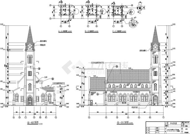 某教堂全套CAD建筑设设计及规划施工图-图一