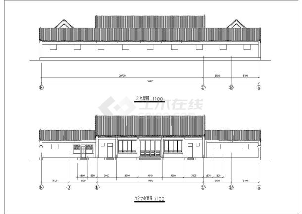 某仿古风格经典四合院设计cad全套建筑施工图纸（甲级院设计）-图一