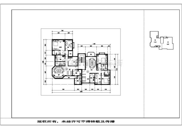 重庆瑞源小区住宅111+90平米标准层户型设计CAD图纸（1梯2户）-图二