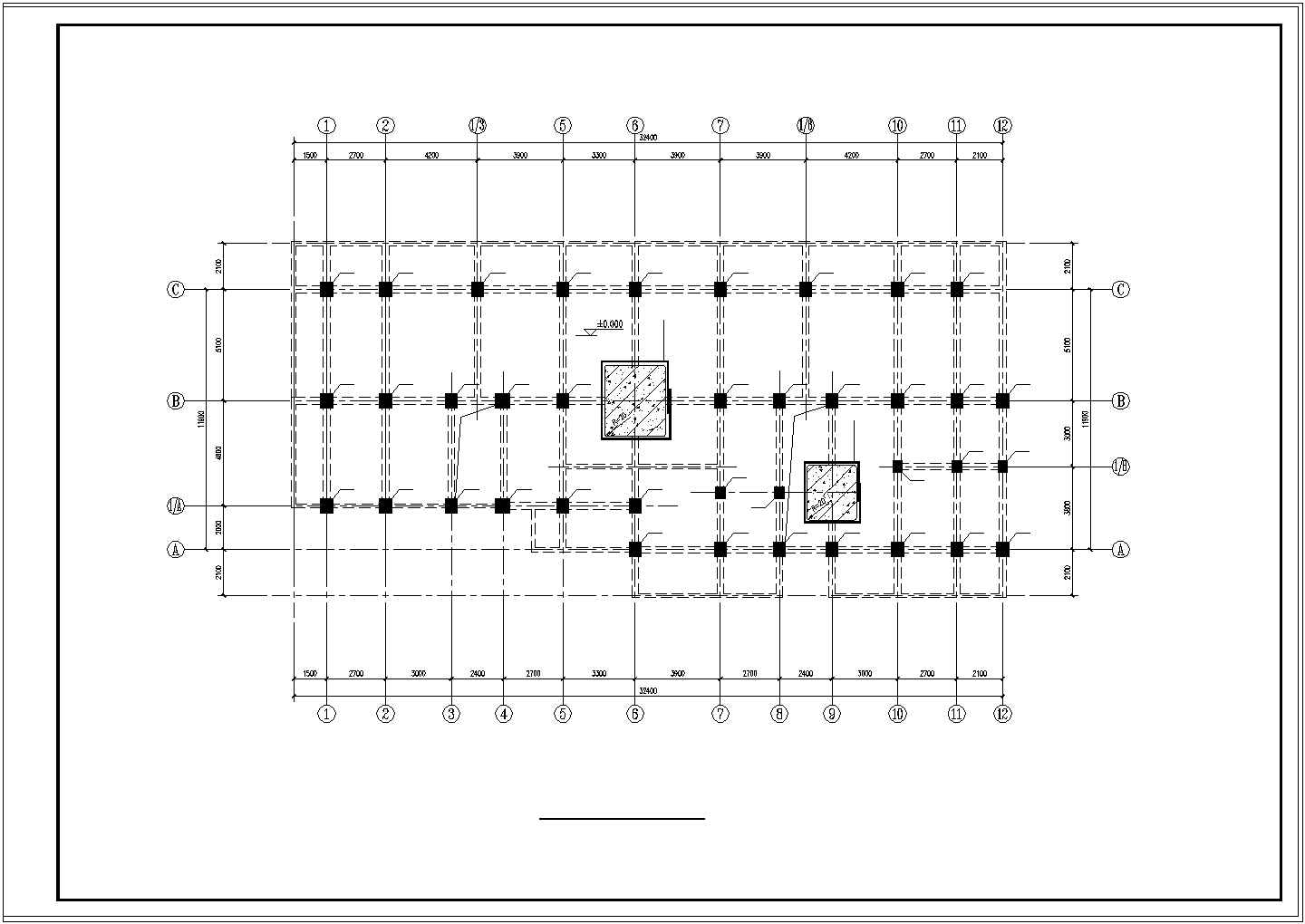 九层框架结构住宅地下室碳纤维加固cad图纸