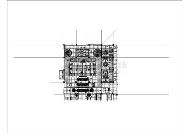 某酒店中餐厅散座区装修CAD设计构造详细平面-图一
