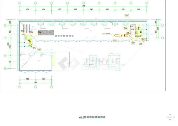 M21-011-A栋屋面层空调通风防排烟平面图 CAD图-图一