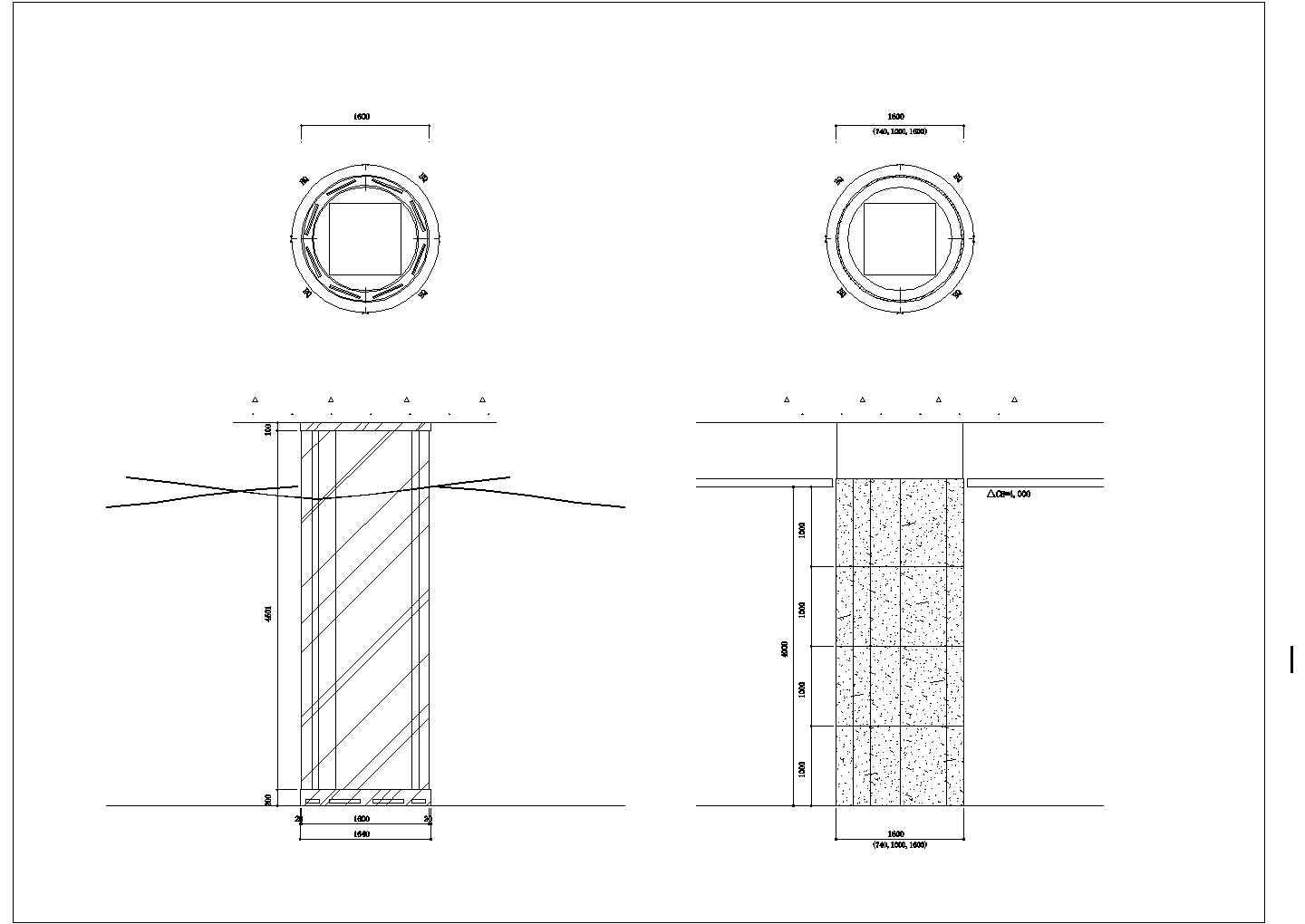 某万象城美食广场施工CAD柱子设计节点详图