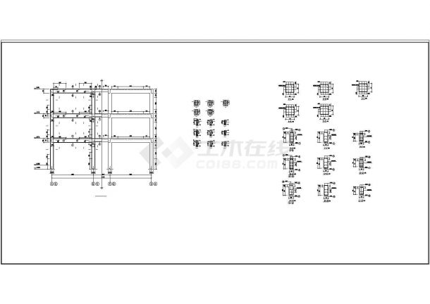 土木工程毕业设计_办公楼设计_1550.7平米三层机械厂办公楼毕业设计（计算书、部分建筑结构设计CAD图纸）-图一
