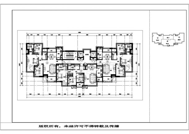 珠海碧雅花园小区住宅每户128平户型设计CAD图纸（1梯户）-图二