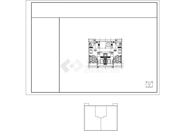北京橙色年代小区住宅每户66平小面积对称户型设计CAD图纸（1梯2户）-图一