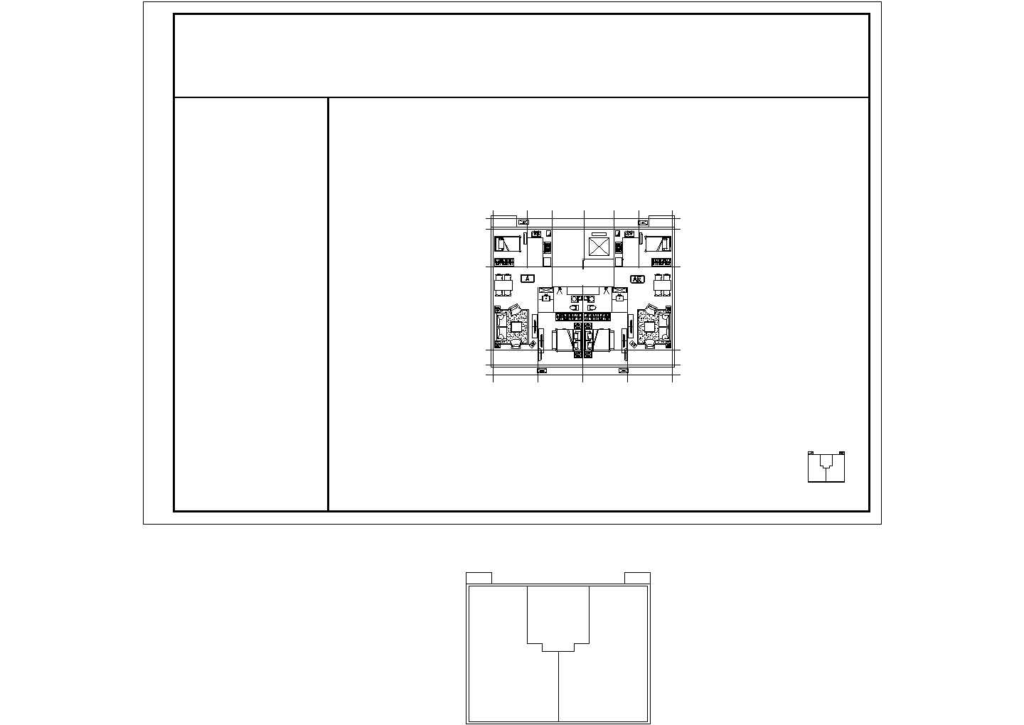 北京橙色年代小区住宅每户66平小面积对称户型设计CAD图纸（1梯2户）