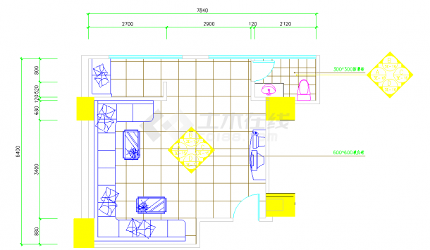 某KTV包房建筑施工CAD图纸（含节点详图）-图二