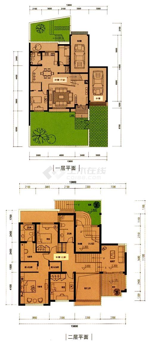 呼和浩特市某村镇2层私人住宅楼平面设计CAD施工图-图一