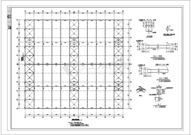 天津市现代跨单层钢结构门式刚架厂房结构施工图-图二