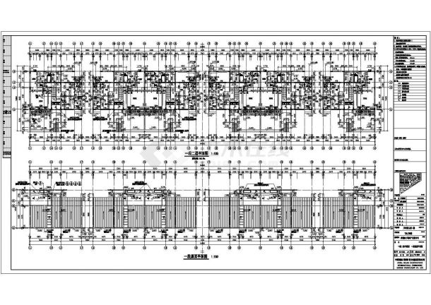沈阳皇姑区某沿街5500平米双段三层框混结构住宅楼建筑设计CAD图纸-图二