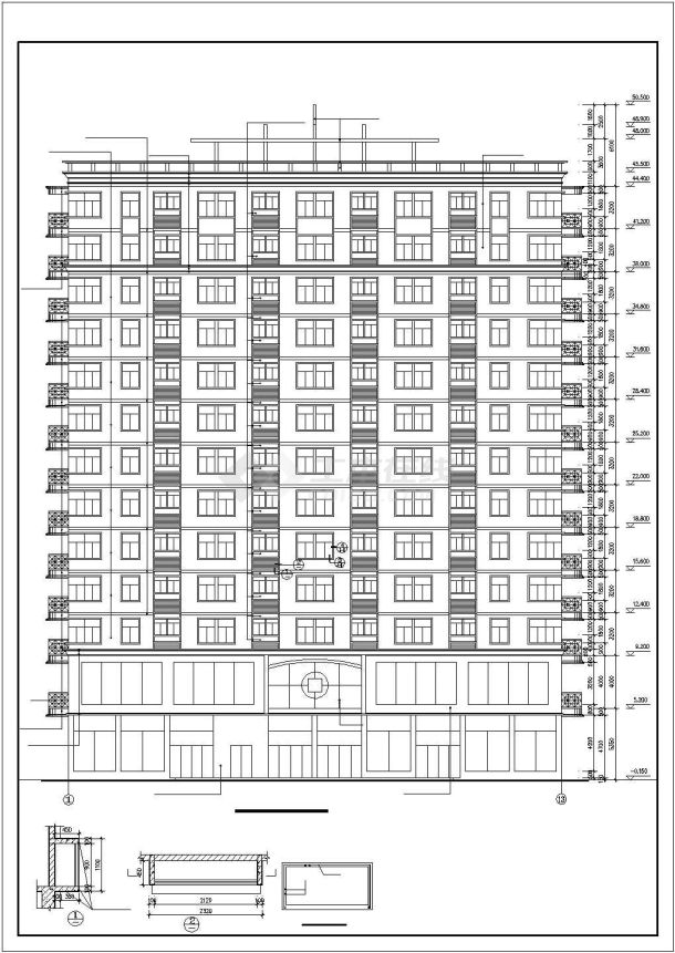 某地多层商业综合楼cad施工图纸-图二