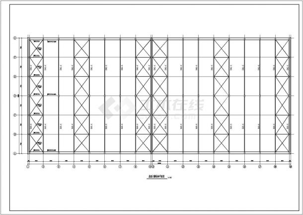 102.5x45m 单层钢屋面RC柱单层厂房结构图-图一