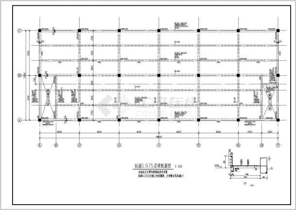镇江市现代风框架结构开间厂房结构施工图-图二