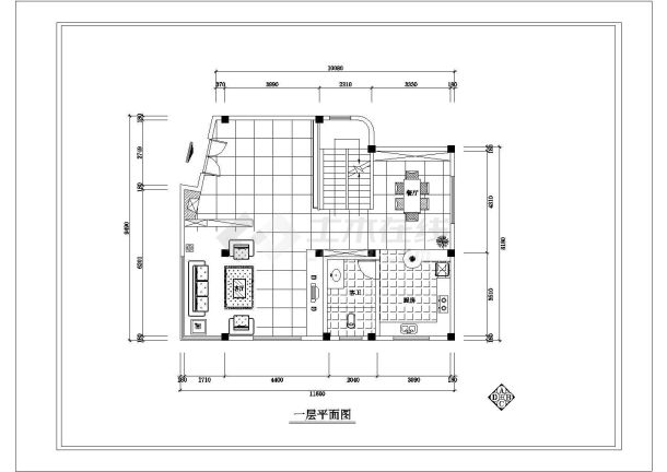 昆山市装修某综合体内带健身房三层别墅装修cad详细施工图-图一