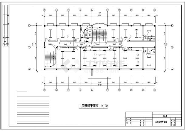 办公楼设计_某五层办公楼电气照明设计方案CAD施工图纸-图二