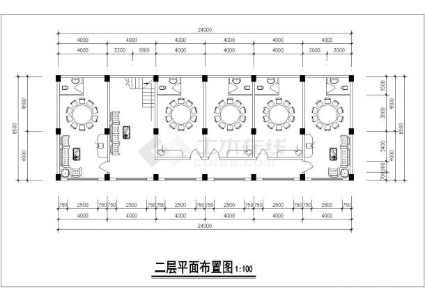 某西式餐厅平立面建筑cad施工图纸-图二