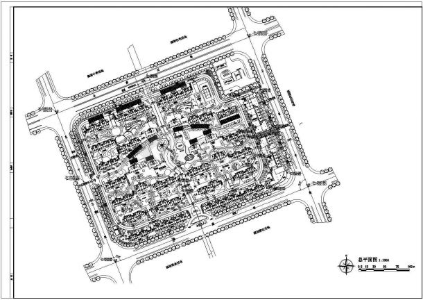 【黄冈】某大型住宅小区全套规划施工设计cad图(含总平面图)-图二
