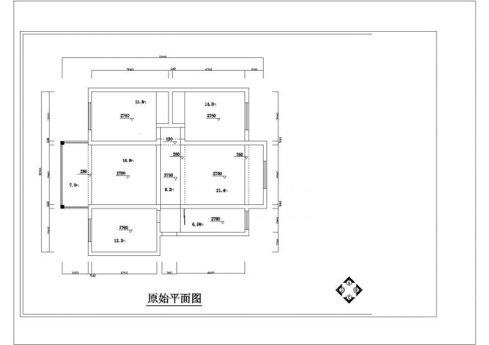 复旦科技园方正户型室内装修cad布置施工图_图1