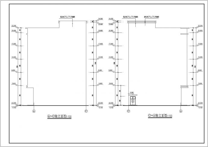 3414平方米五层工业厂房建筑图，含设计说明_图1