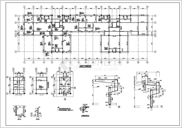 海安市某某公园住宅高层住宅楼结构框架cad设计工程图-图二