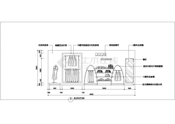 某国际服装展厅专卖店装修详细方案设计施工CAD图纸-图一
